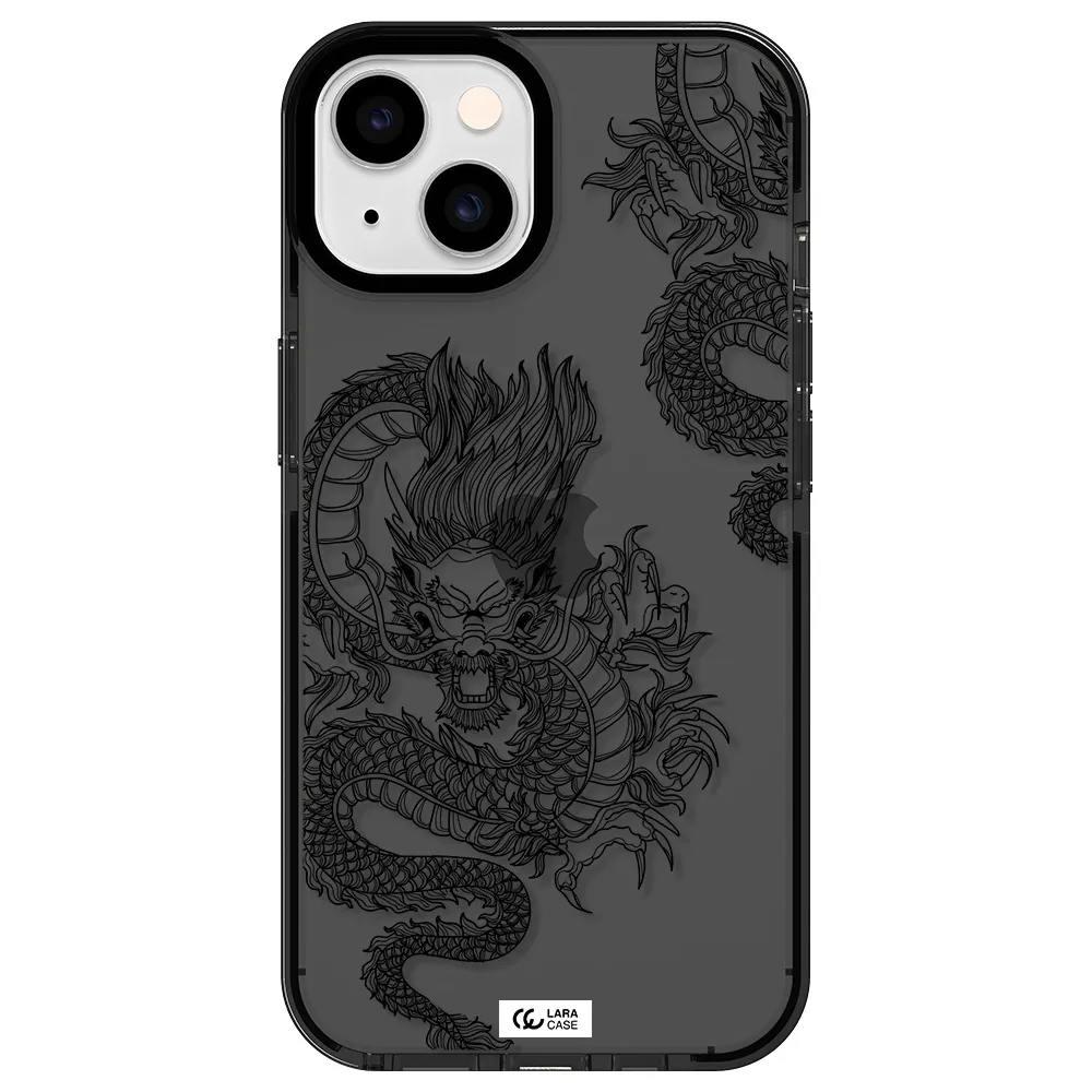 Dragon Line Art Apple iPhone 14 impact Smoke Black Case
