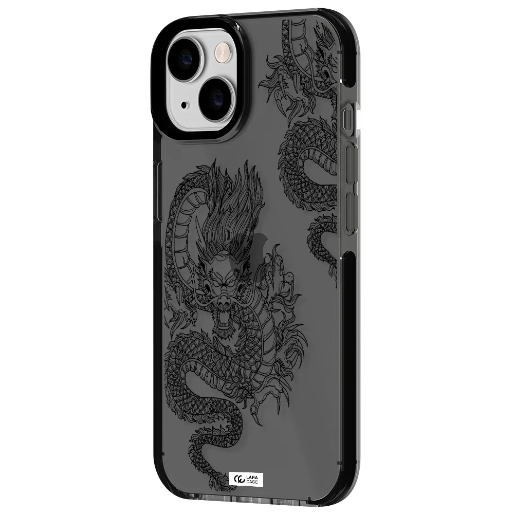 Dragon Line Art Apple iPhone 14 impact Smoke Black Case