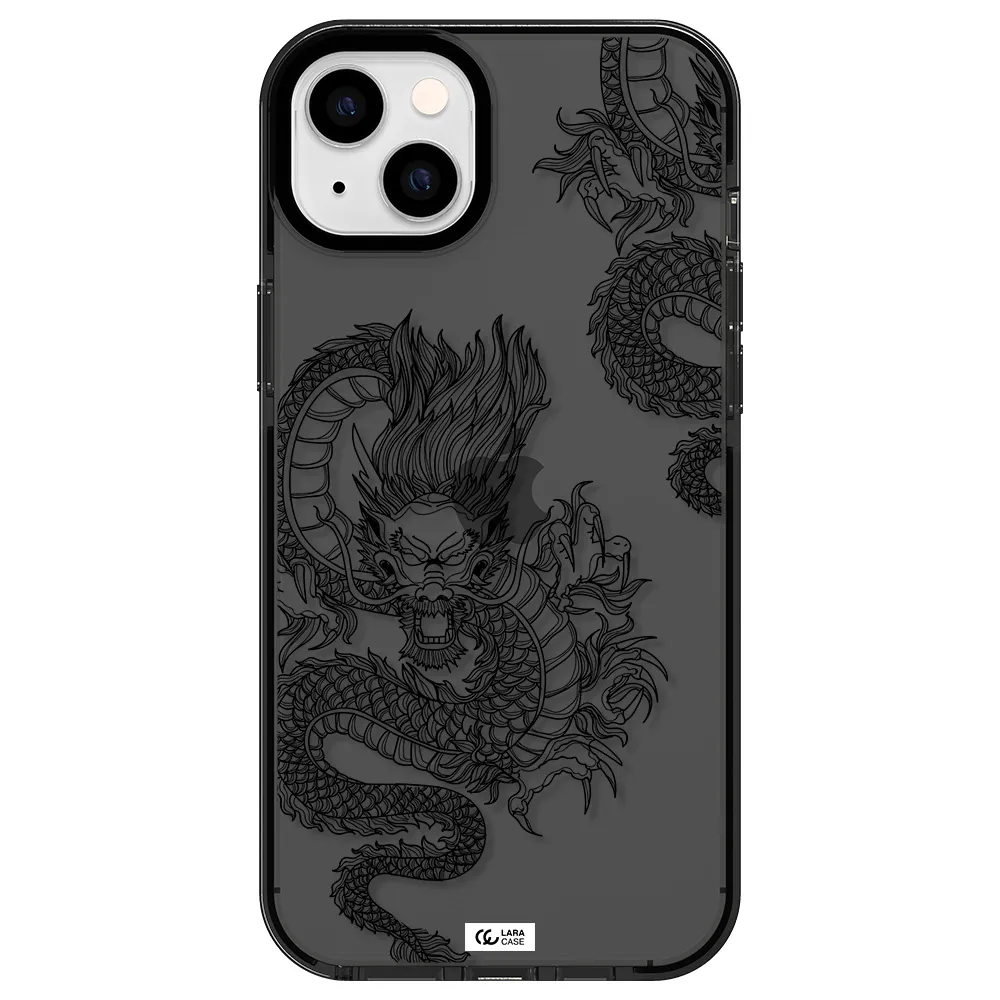 Dragon Line Art Apple iPhone 14 plus impact Smoke Black Case