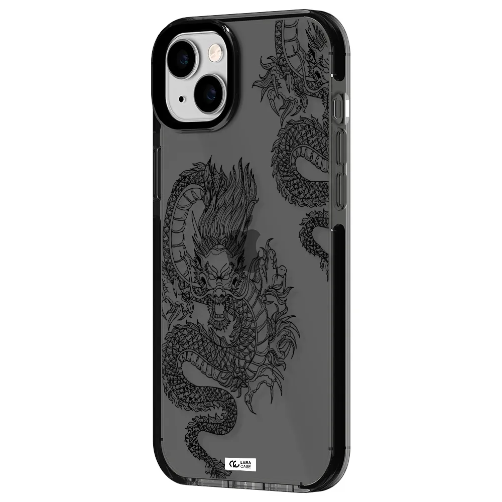 Dragon Line Art Apple iPhone 14 plus impact Smoke Black Case
