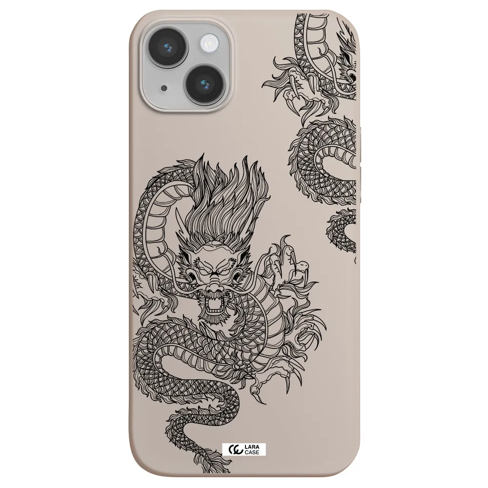 Dragon Line Art Apple iPhone 14 plus Silicone Stone Case