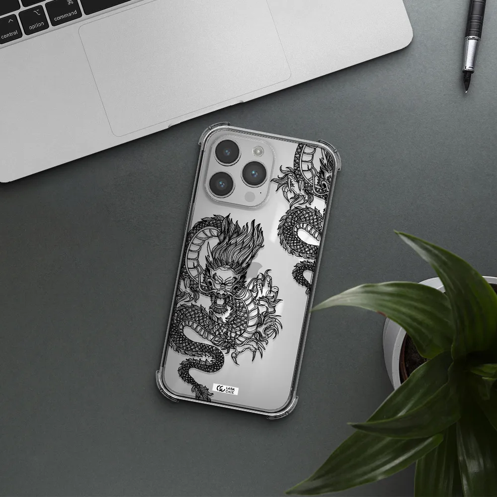 Dragon Line Art Apple iPhone 14 pro Clear PC Case