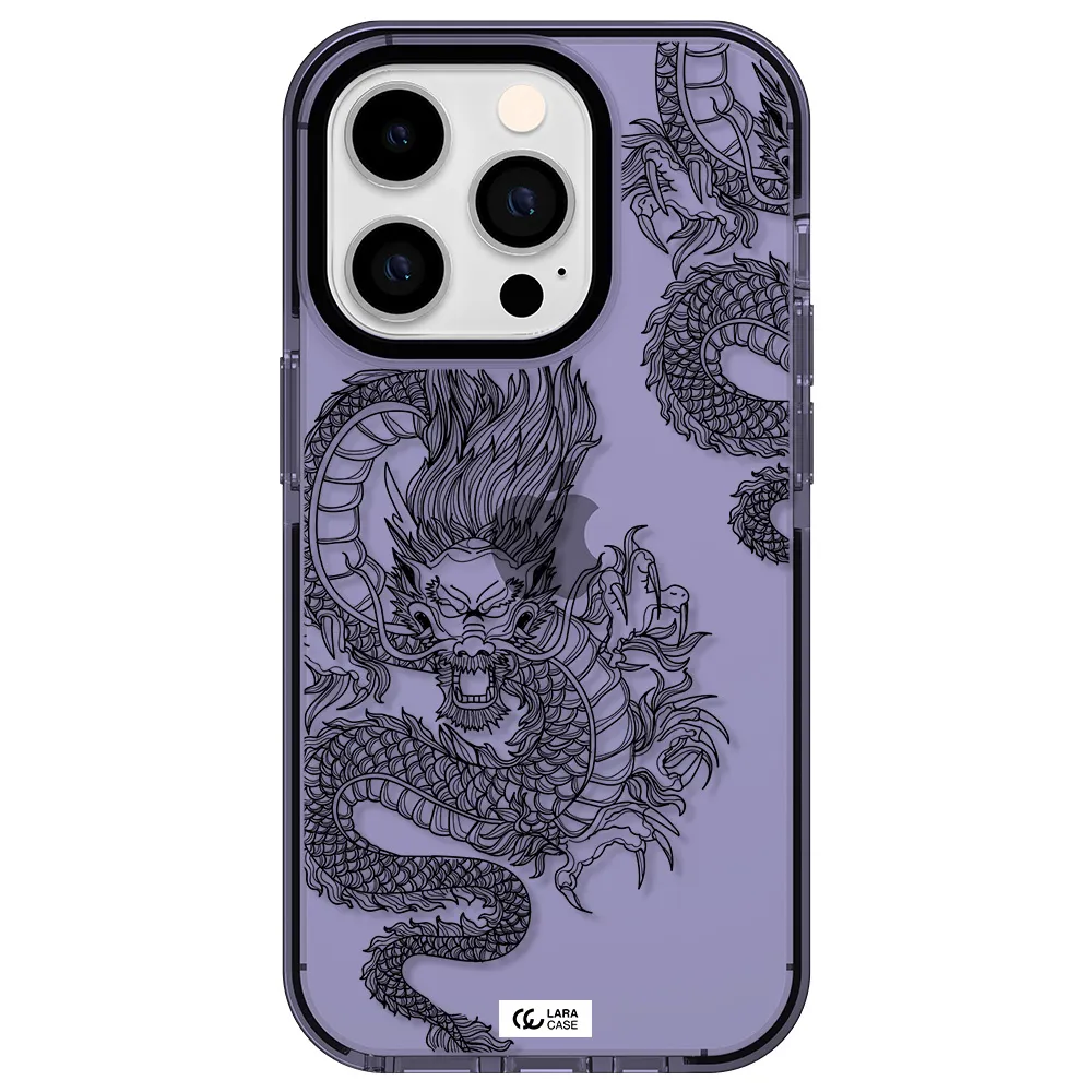 Dragon Line Art Apple iPhone 14 pro impact Lilac Case