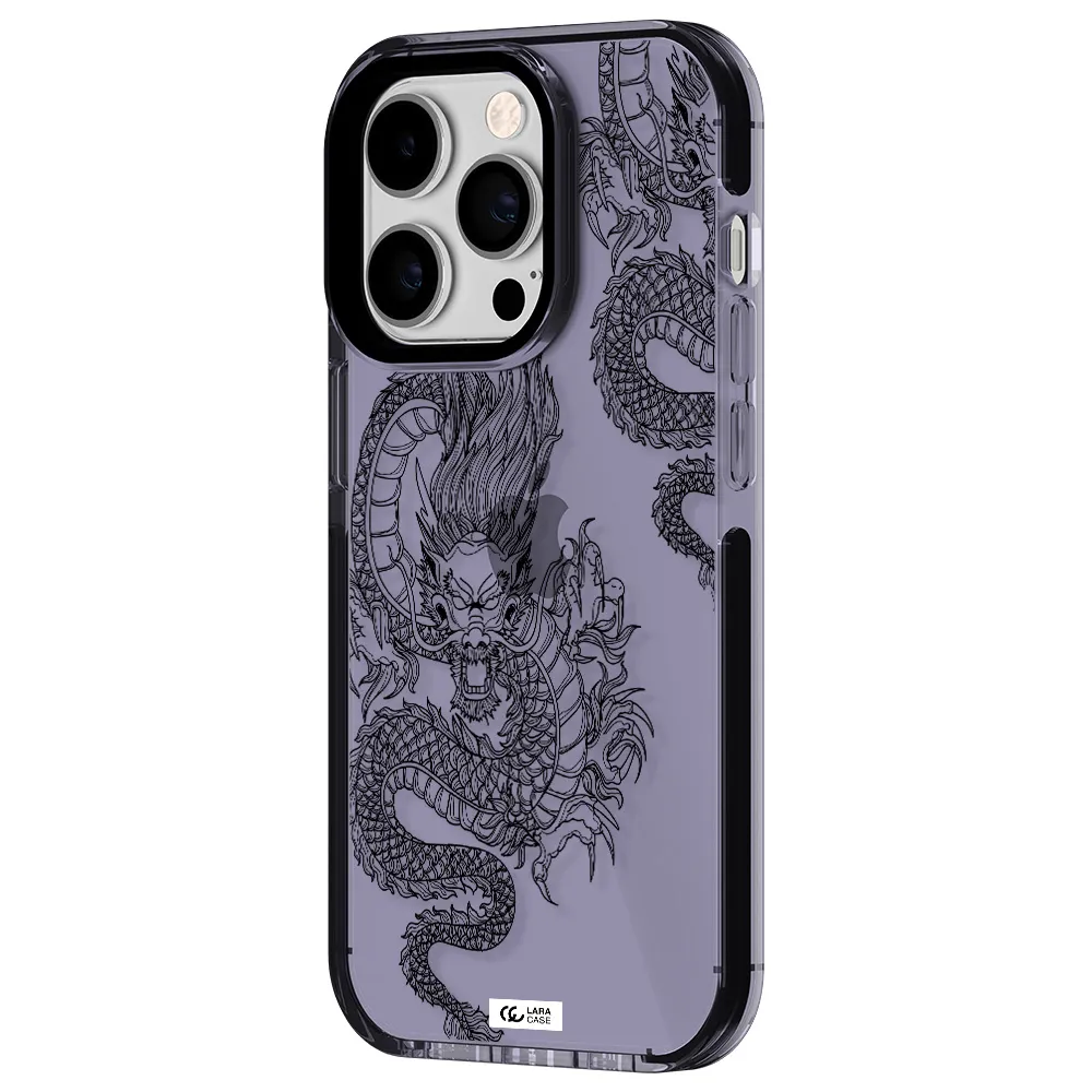 Dragon Line Art Apple iPhone 14 pro impact Lilac Case