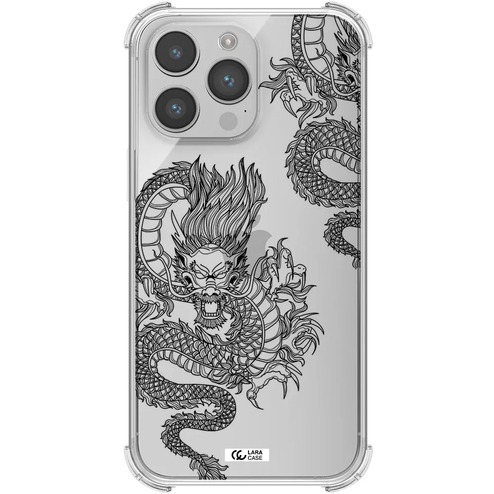 Dragon Line Art Apple iPhone 14 pro max Clear PC Case