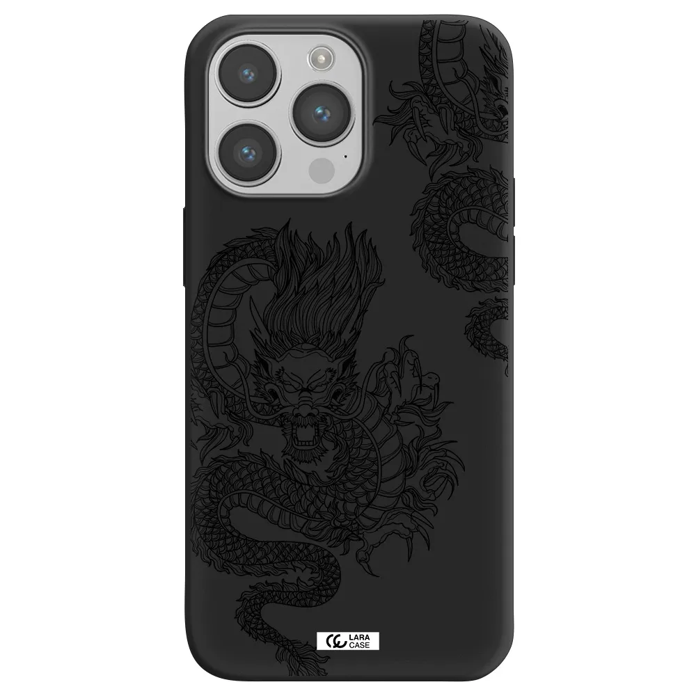 Dragon Line Art Apple iPhone 14 pro max Silicone black Case