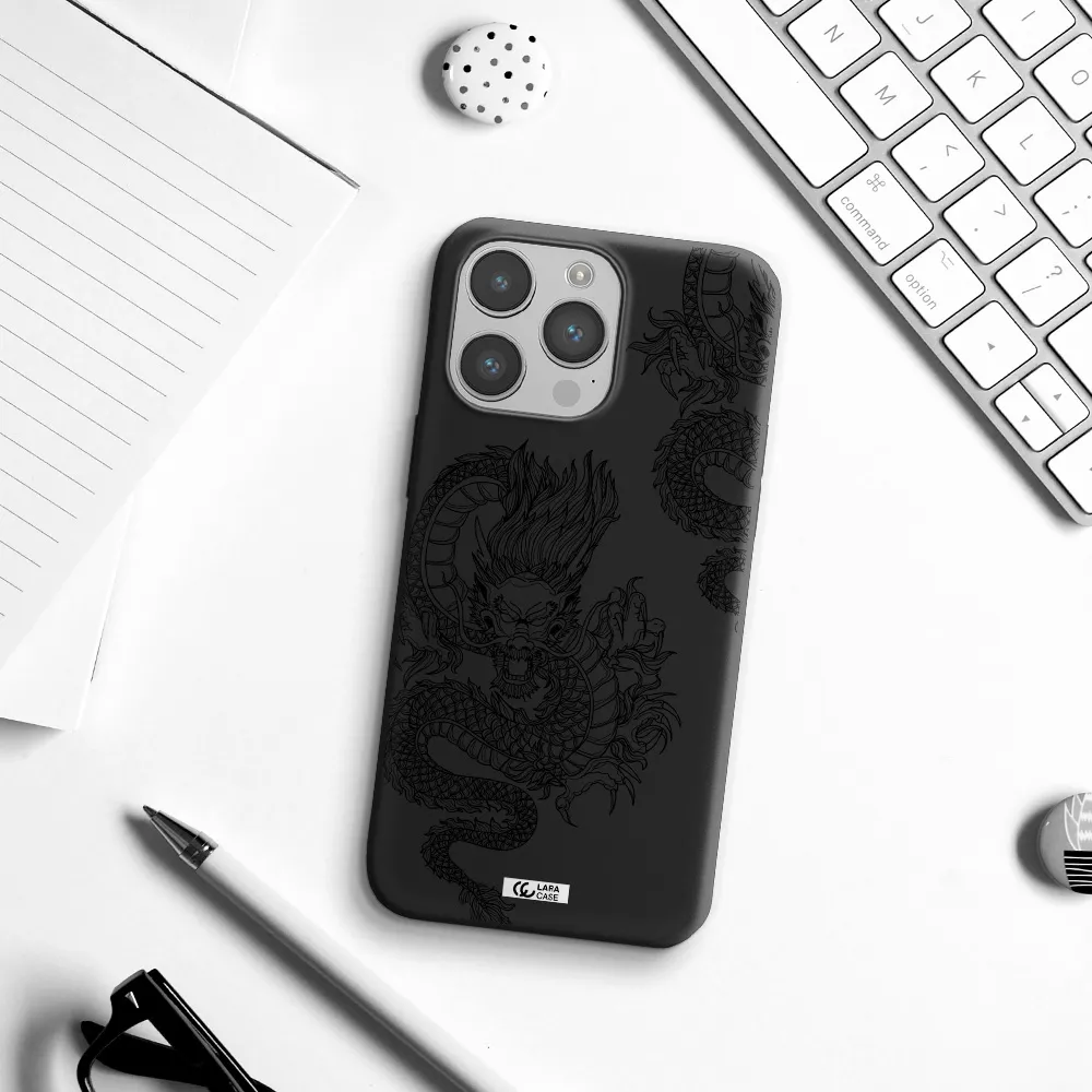 Dragon Line Art Apple iPhone 14 pro Silicone black Case