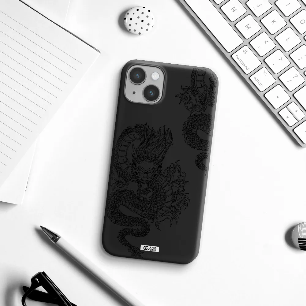 Dragon Line Art Apple iPhone 14 Silicone black Case