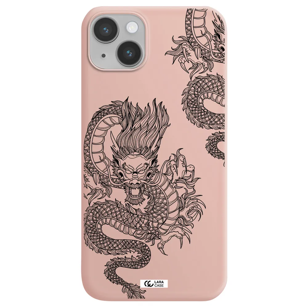 Dragon Line Art Apple iPhone 14 Silicone pastel pink Case