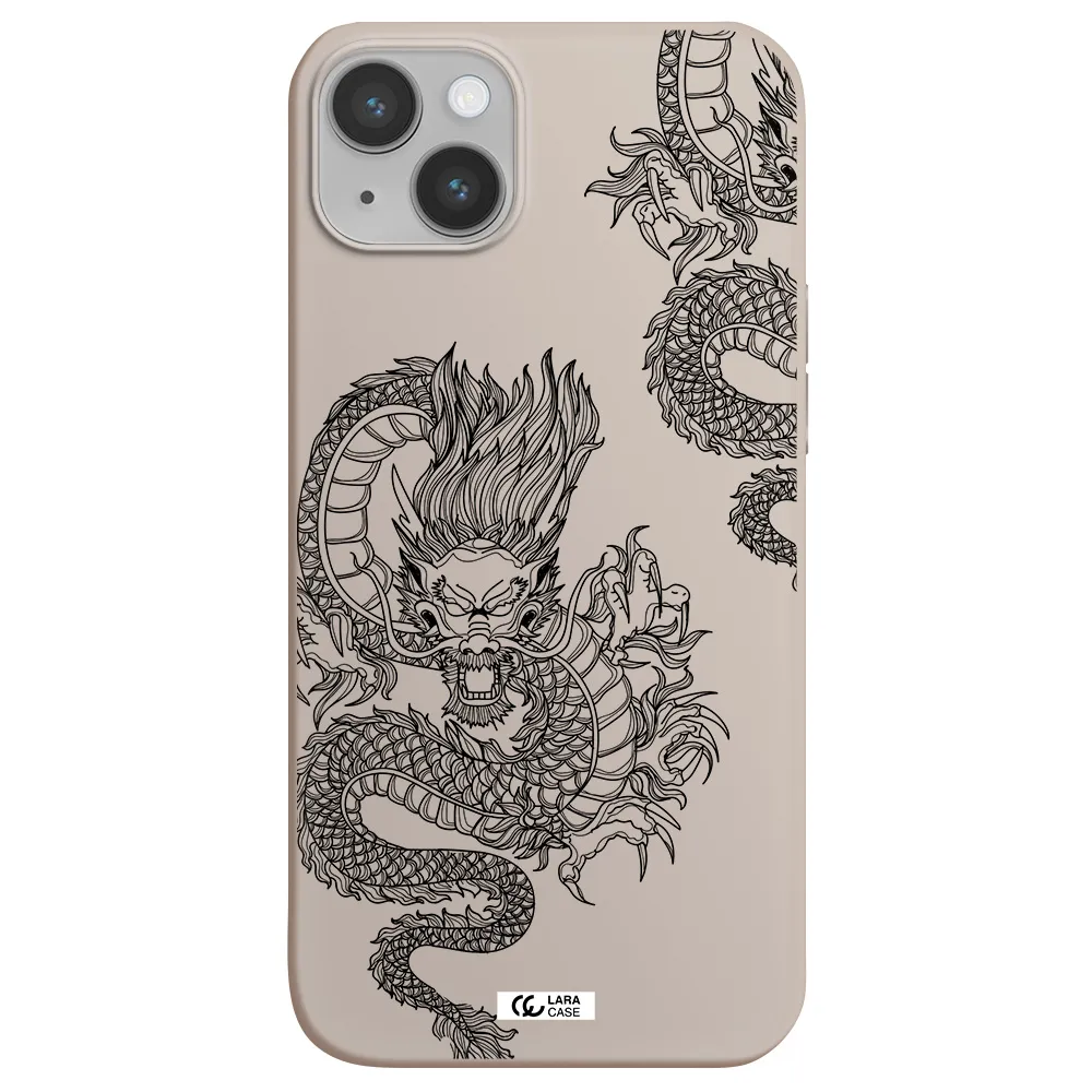 Dragon Line Art Apple iPhone 14 Silicone Stone Case