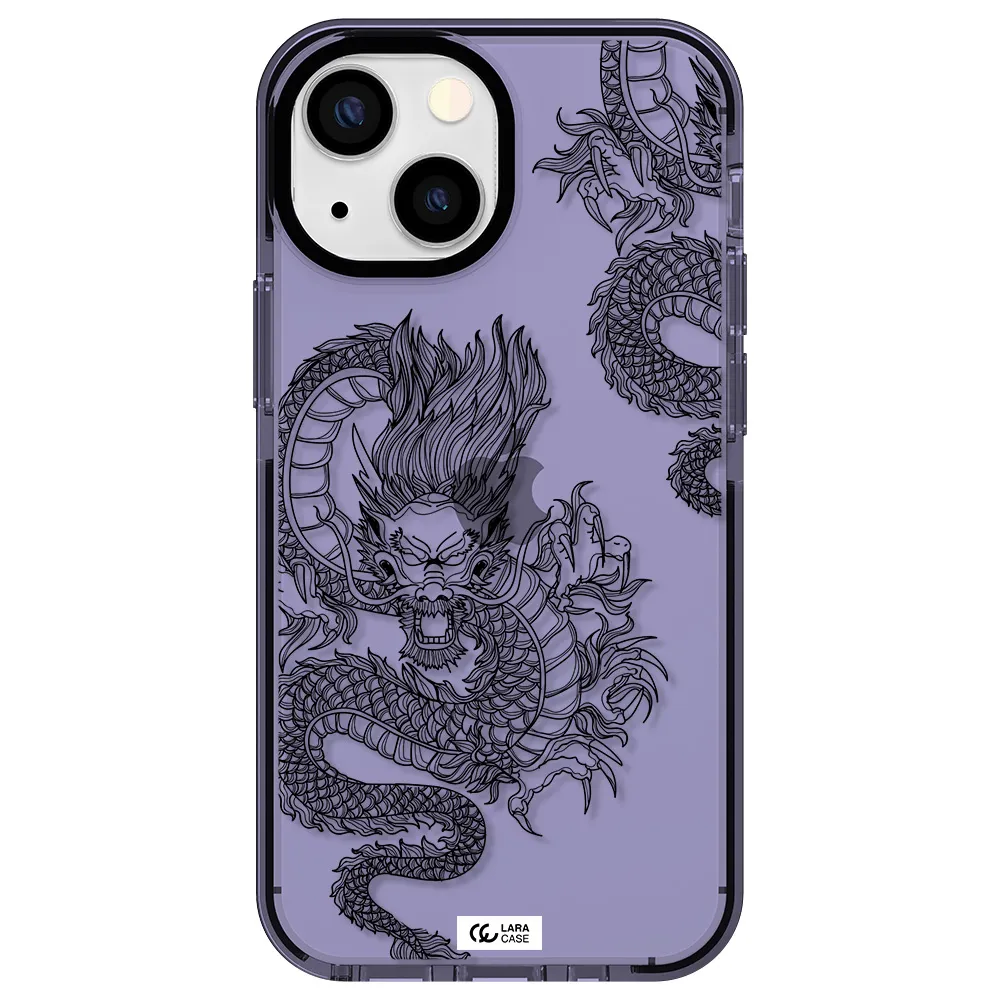 Dragon Line Art Apple iPhone 15 impact Lilac Case