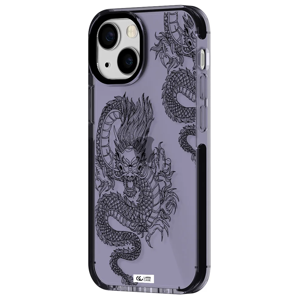 Dragon Line Art Apple iPhone 15 impact Lilac Case