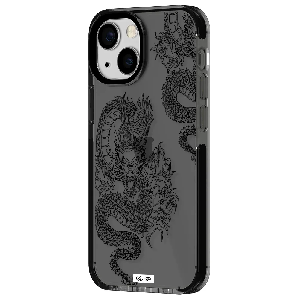 Dragon Line Art Apple iPhone 15 impact Smoke Black Case