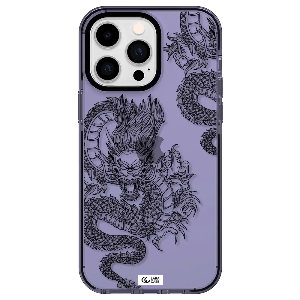 Dragon Line Art Apple iPhone 15 Pro impact Lilac Case