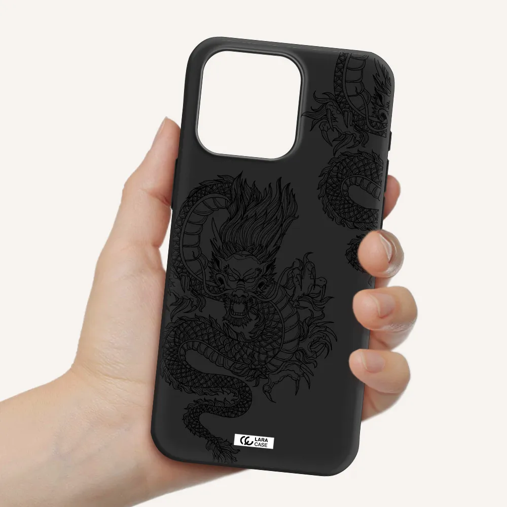 Dragon Line Art Apple Iphone 15 Pro max Silicone black Case