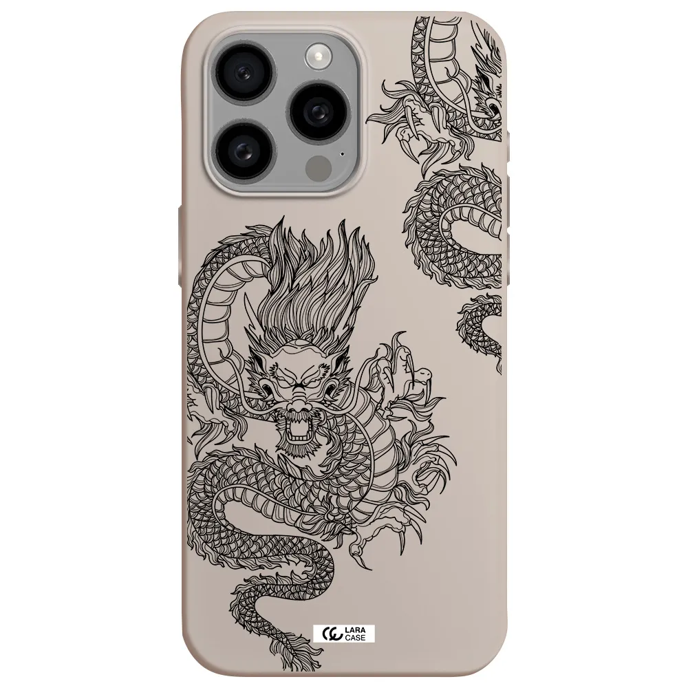Dragon Line Art Apple Iphone 15 Pro max Silicone Stone Case