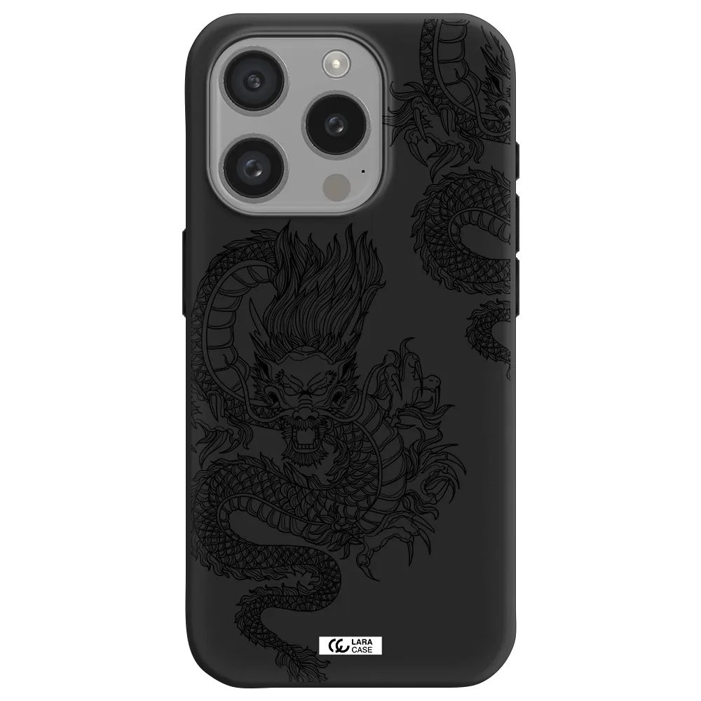 Dragon Line Art Apple Iphone 15 Pro Silicone Black Case