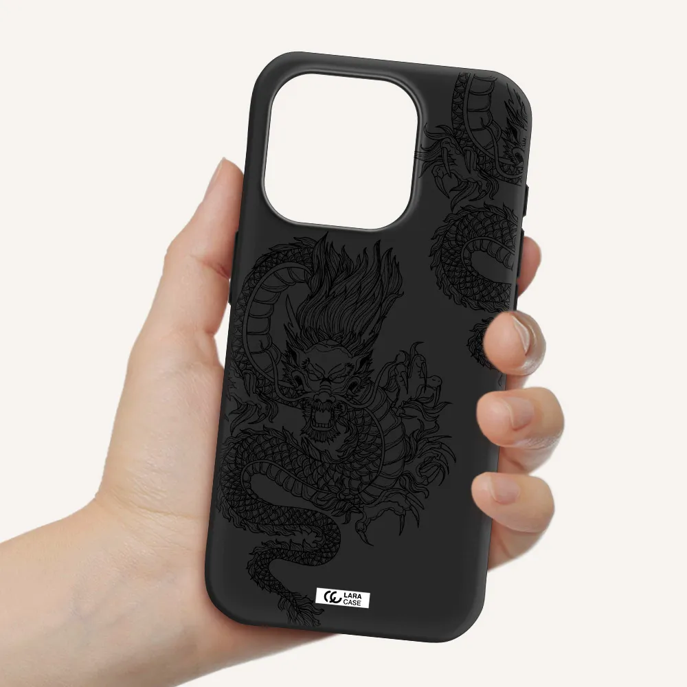 Dragon Line Art Apple Iphone 15 Pro Silicone Black Case