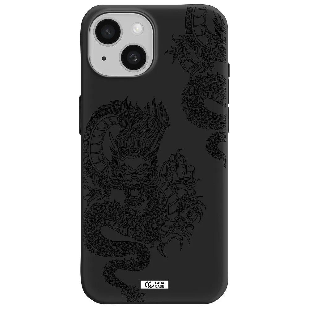 Dragon Line Art Apple iPhone 15 Silicone black Case