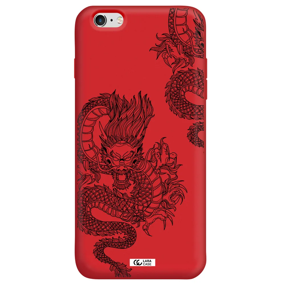 Dragon Line Art Apple iPhone 6 plus Silicone Imperial Red Case