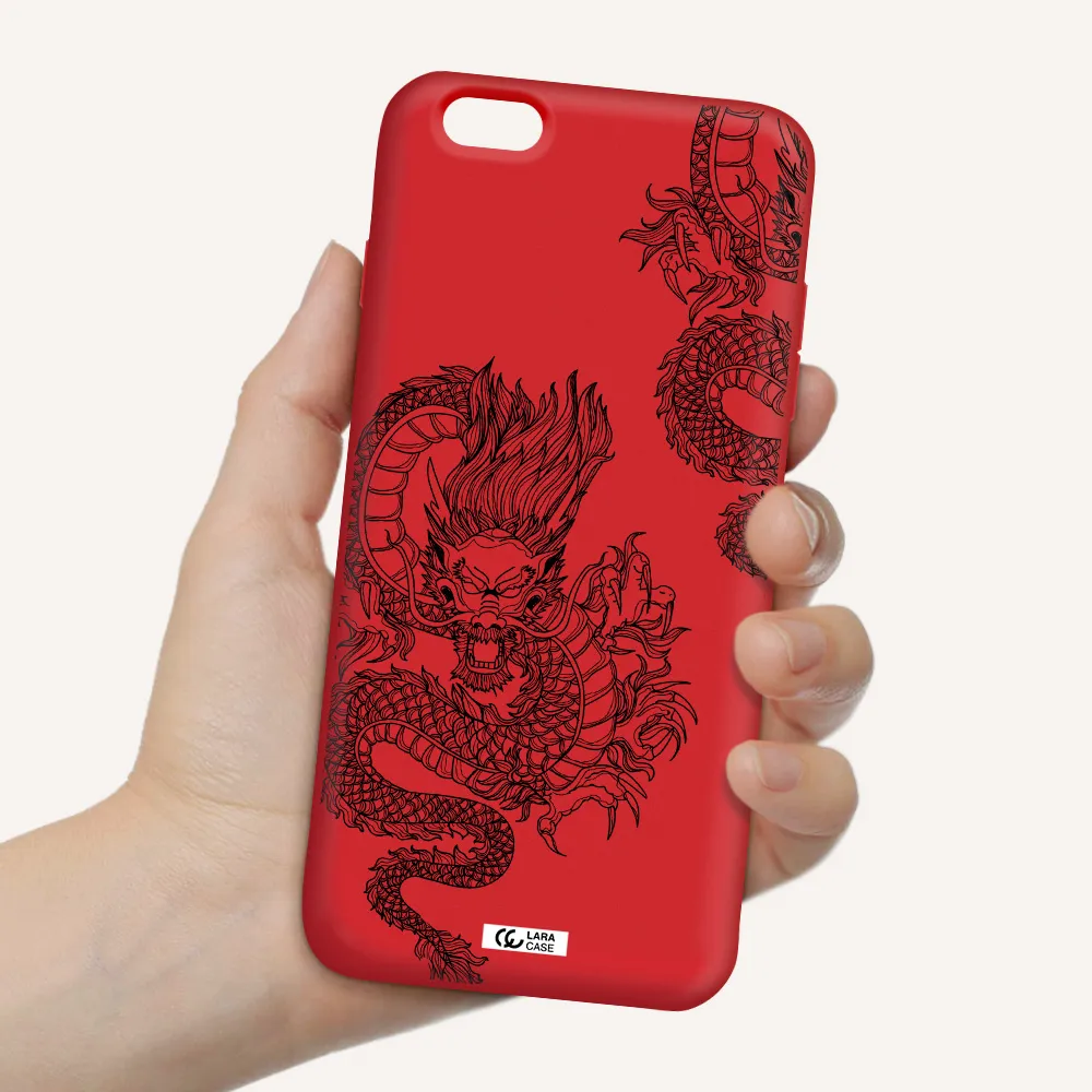 Dragon Line Art Apple iPhone 6 plus Silicone Imperial Red Case