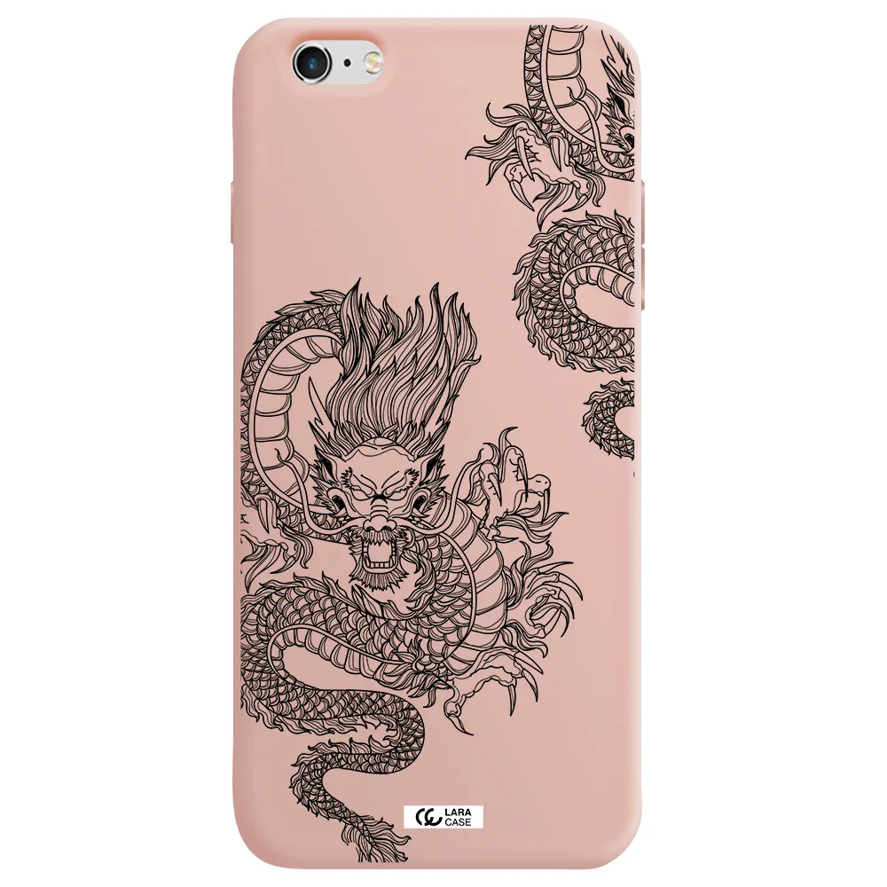 Dragon Line Art Apple iPhone 6 plus Silicone pastel pink Case
