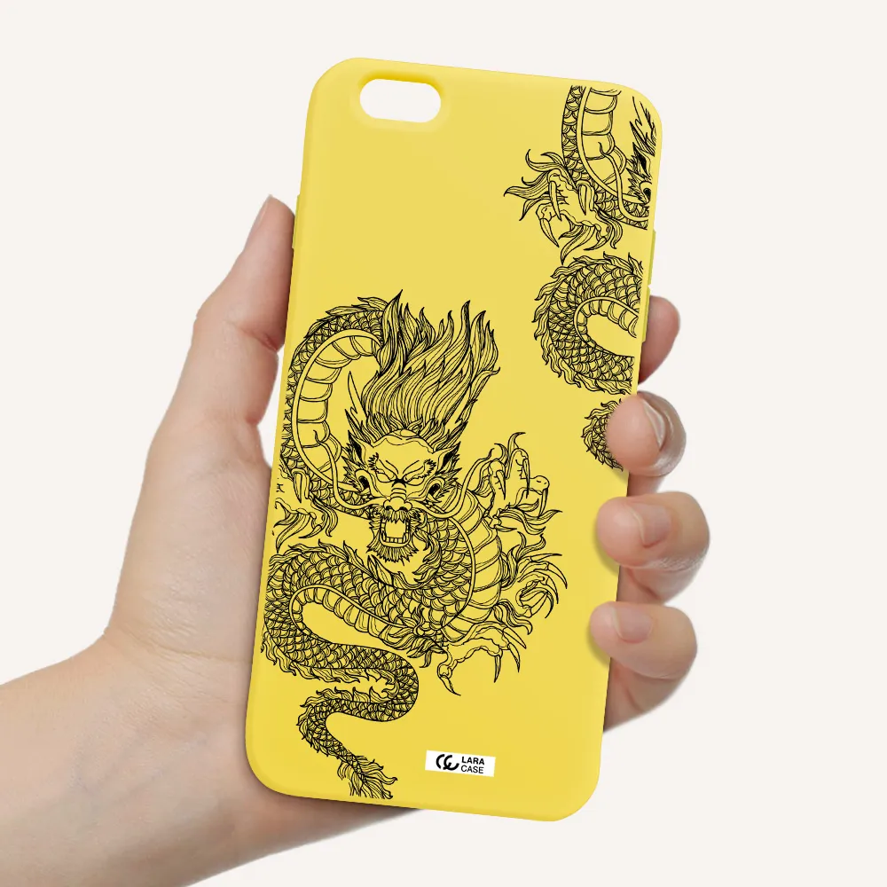 Dragon Line Art Apple iPhone 6 s plus Silicone canary yellow Case