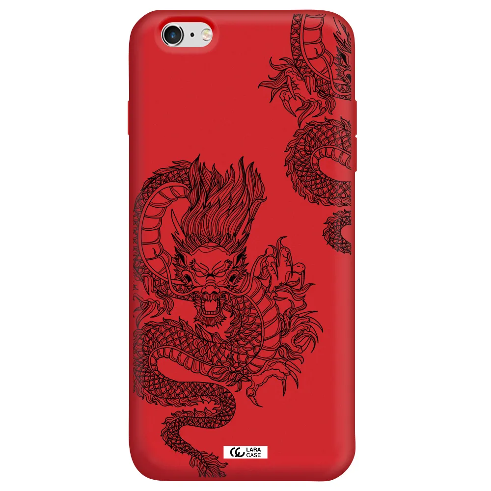Dragon Line Art Apple iPhone 6 s plus Silicone Imperial Red Case