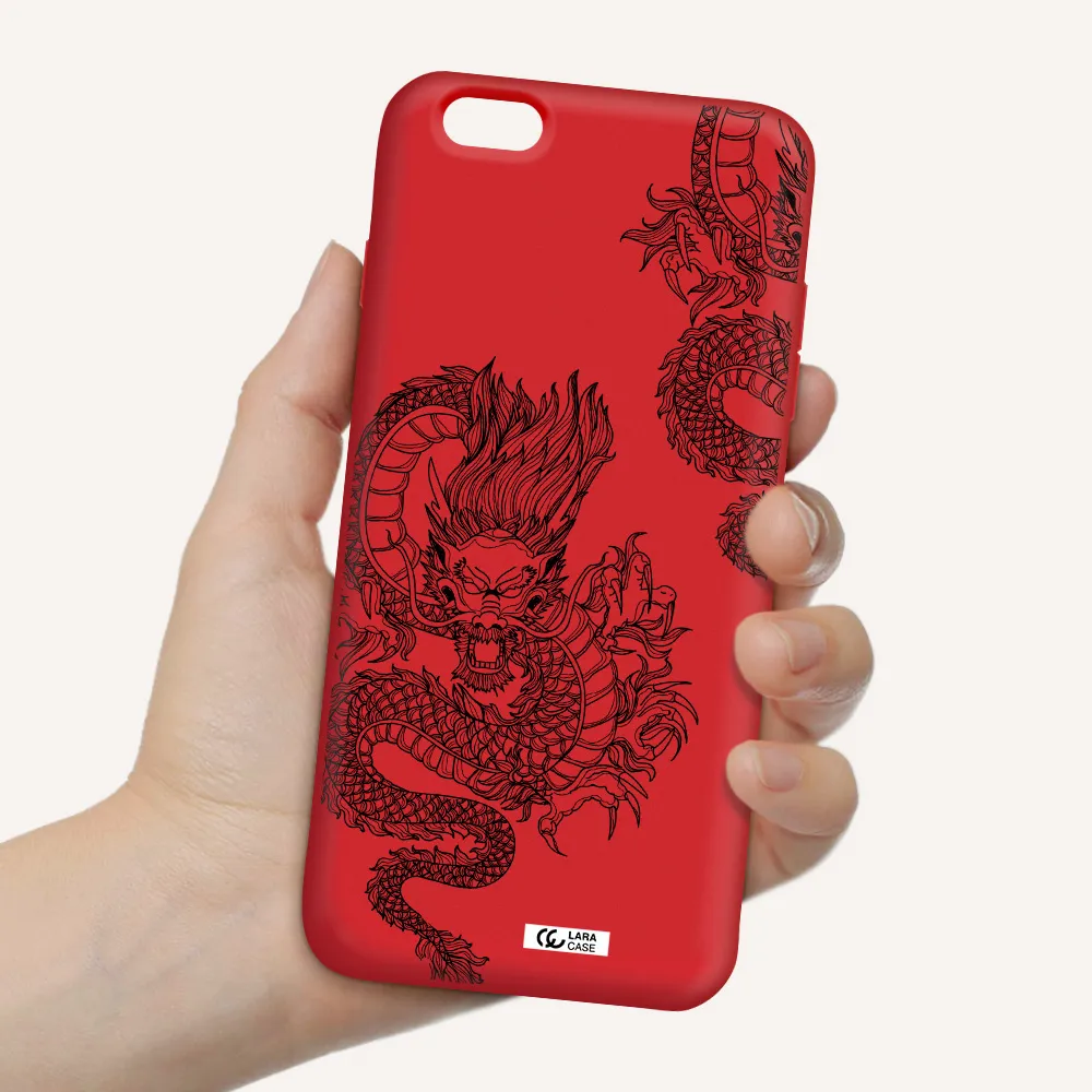 Dragon Line Art Apple iPhone 6 s plus Silicone Imperial Red Case