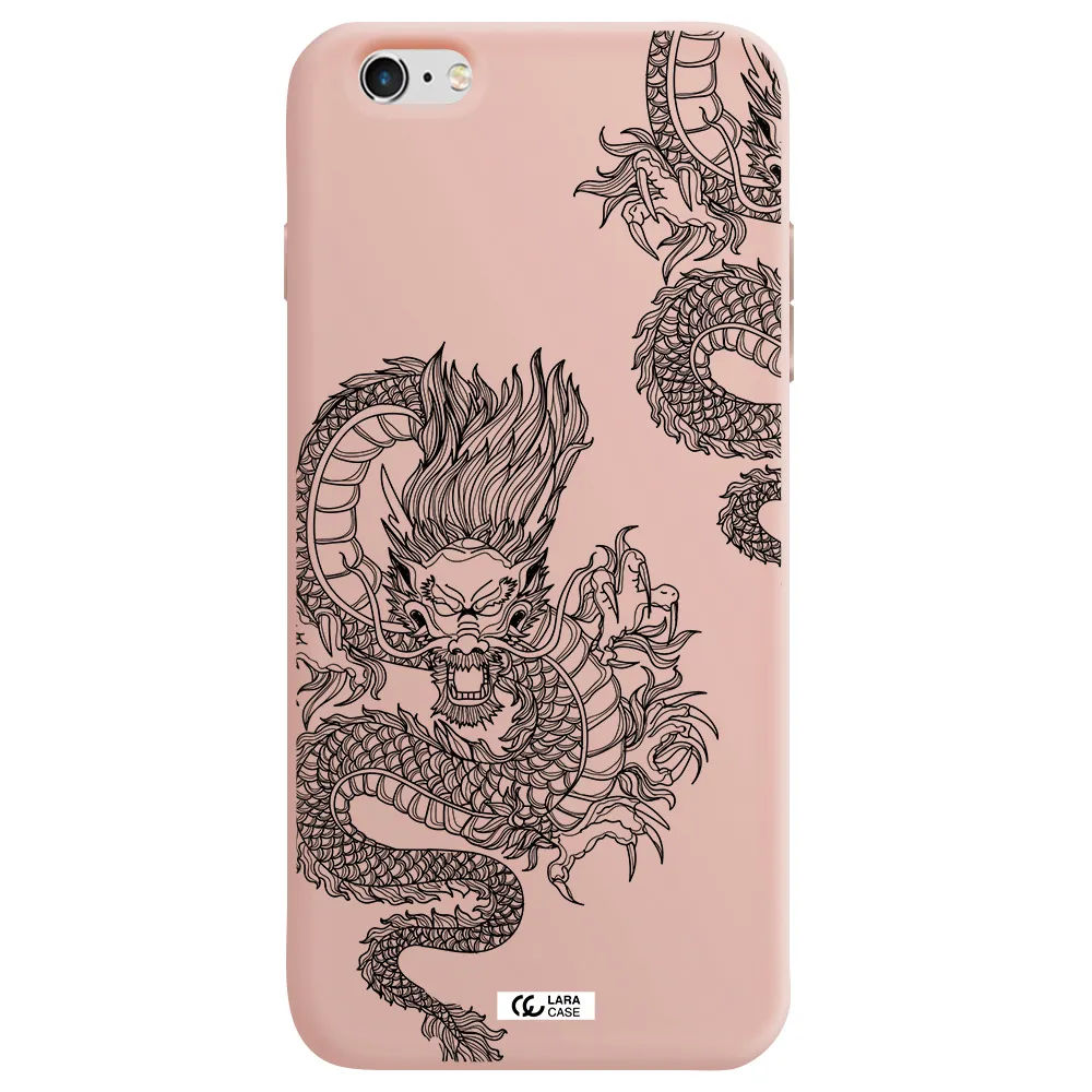 Dragon Line Art Apple iPhone 6 s plus Silicone pastel pink Case