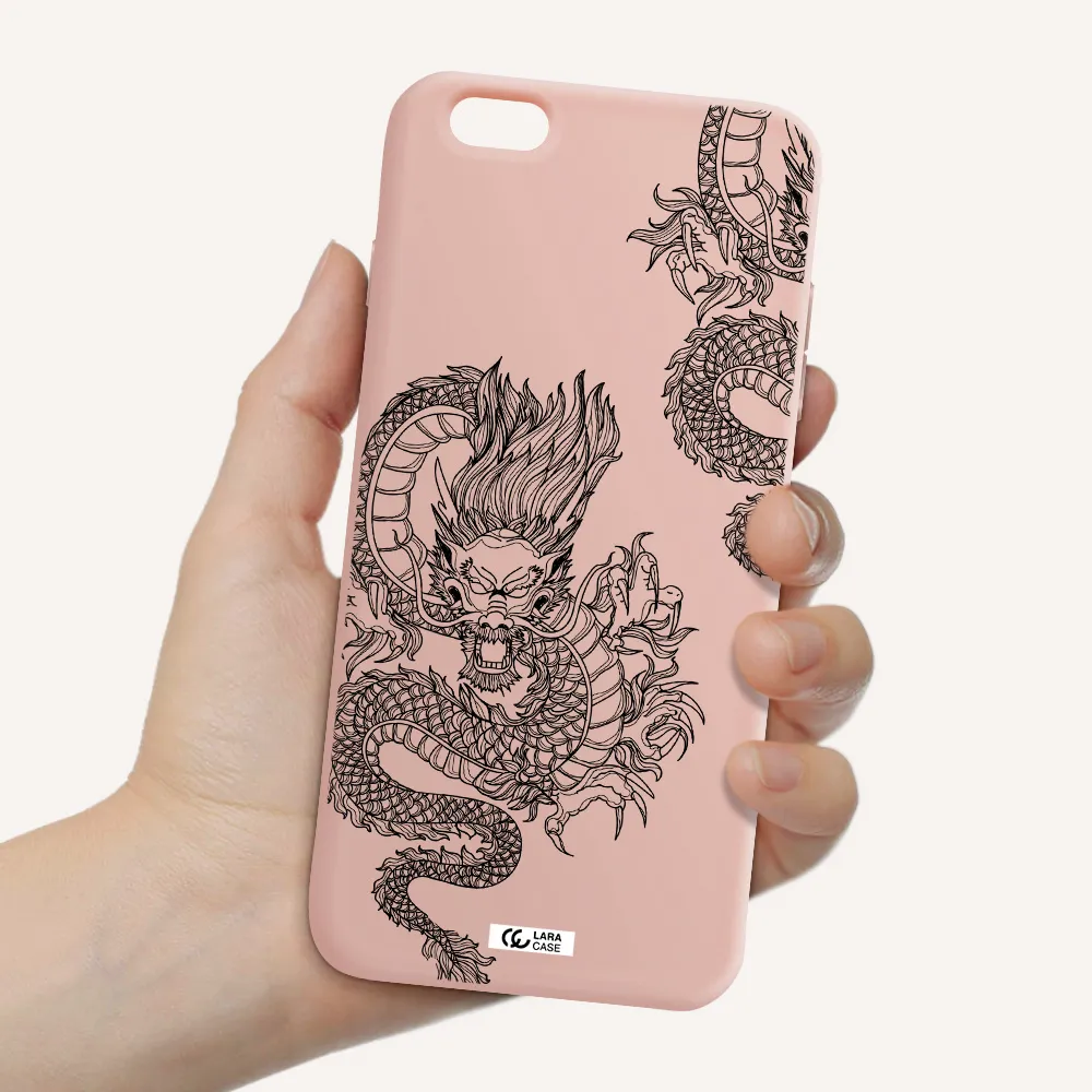 Dragon Line Art Apple iPhone 6 s plus Silicone pastel pink Case