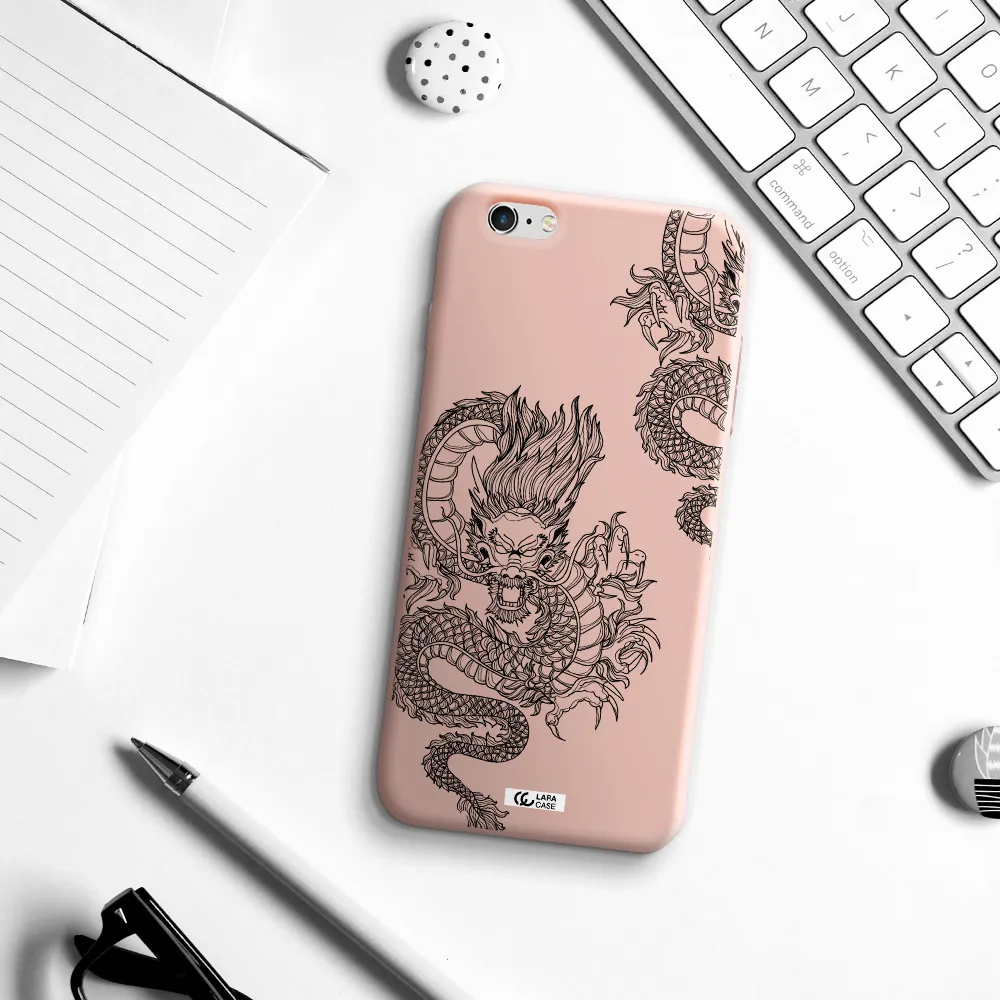 Dragon Line Art Apple iPhone 6 s plus Silicone pastel pink Case