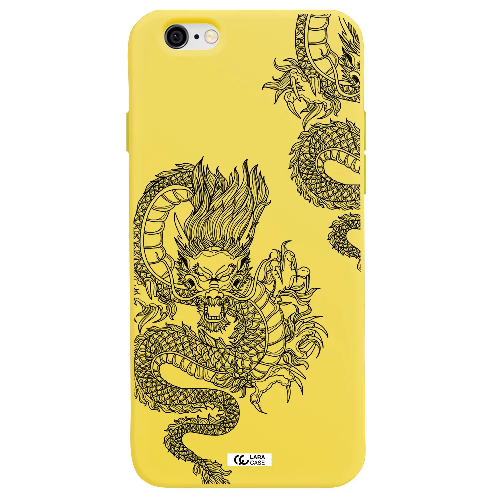 Dragon Line Art Apple iPhone 6 Silicone canary yellow Case