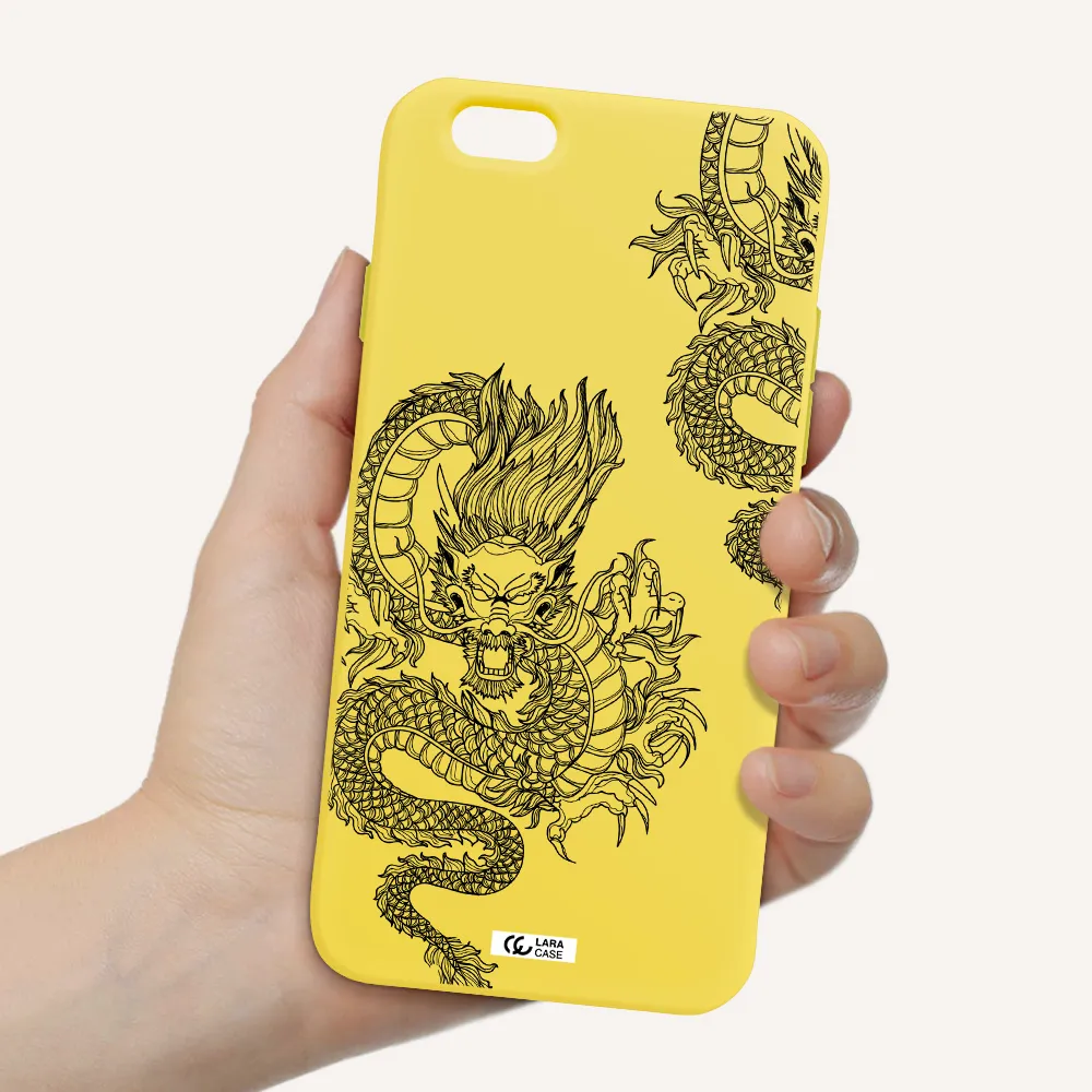 Dragon Line Art Apple iPhone 6 Silicone canary yellow Case