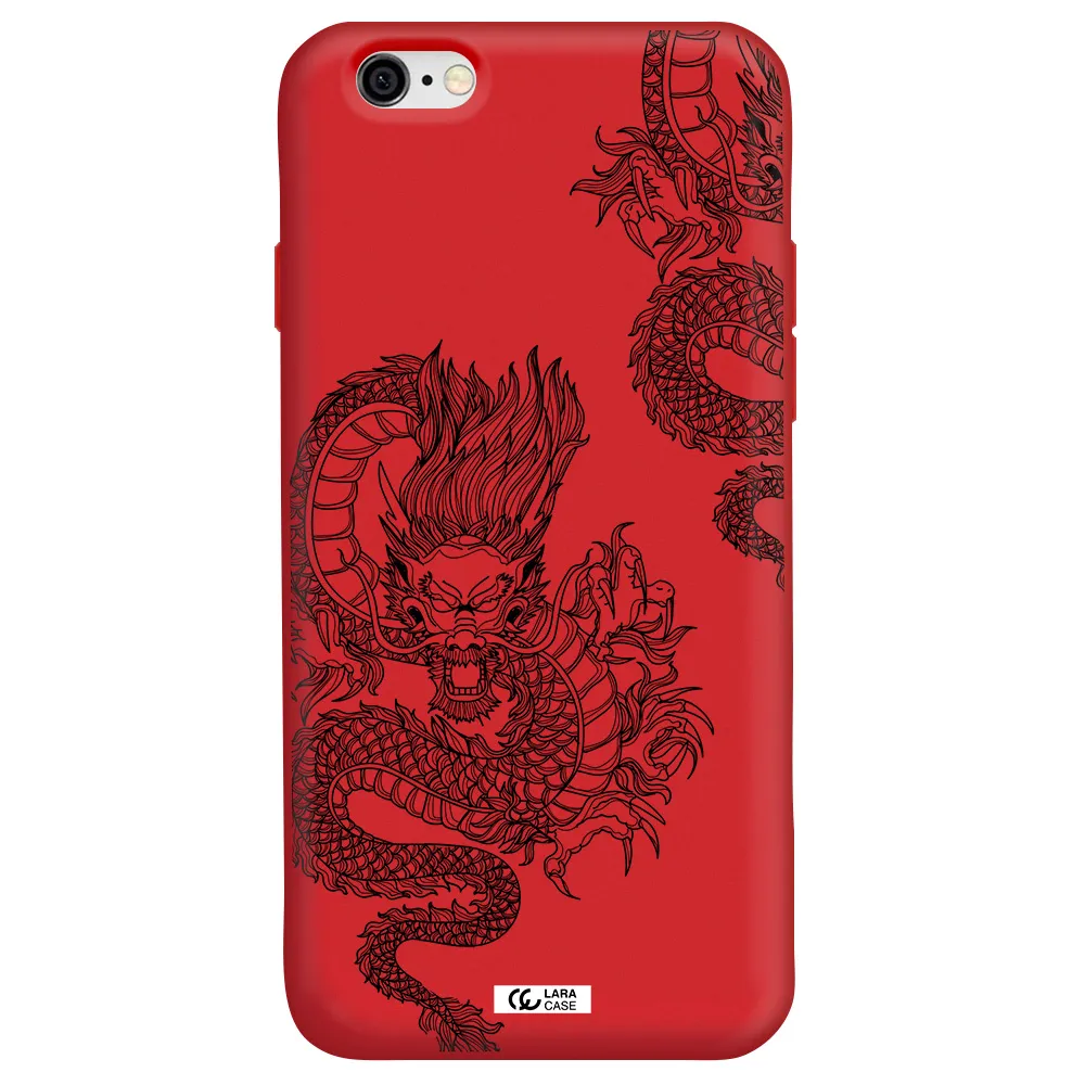 Dragon Line Art Apple iPhone 6 Silicone Imperial Red Case