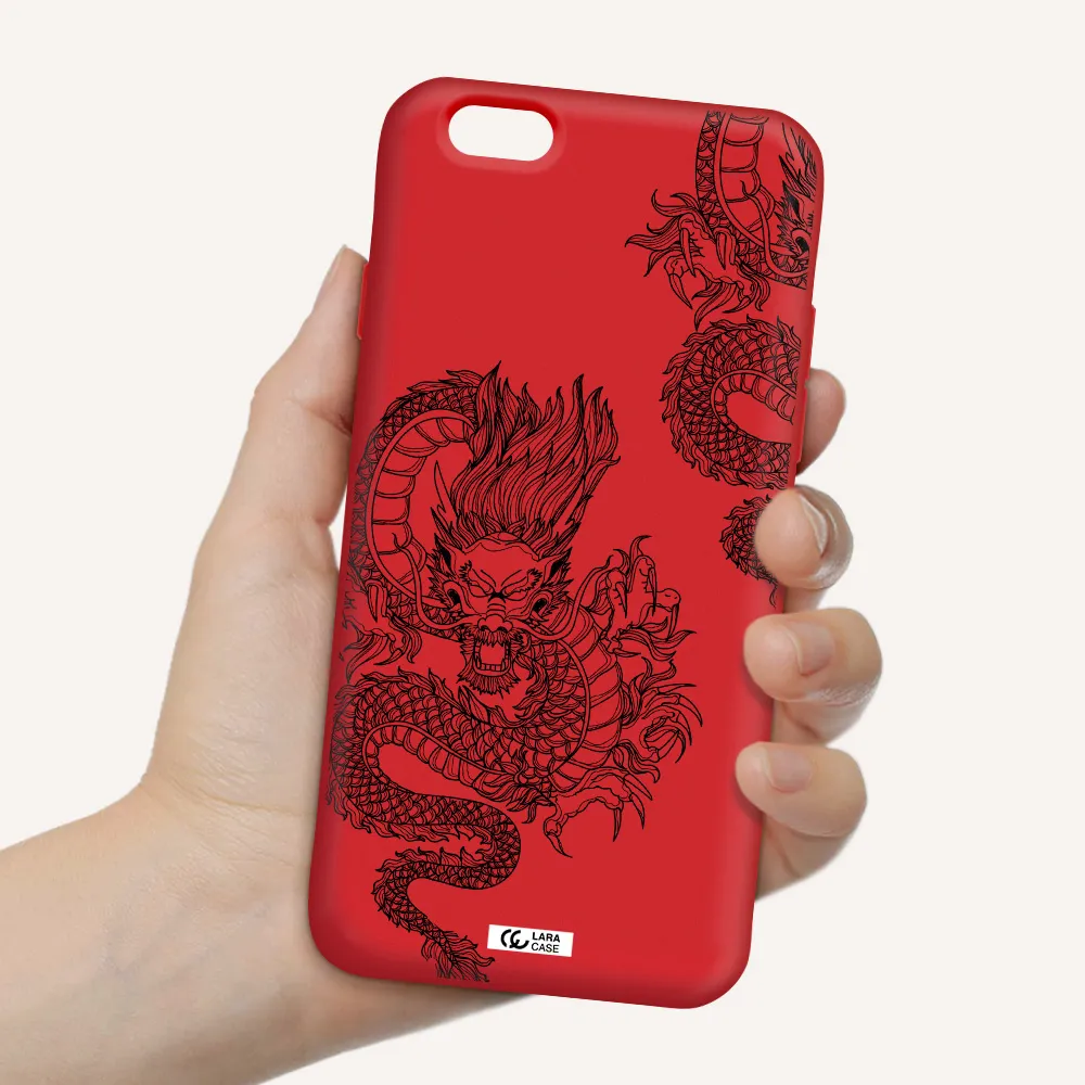 Dragon Line Art Apple iPhone 6 Silicone Imperial Red Case
