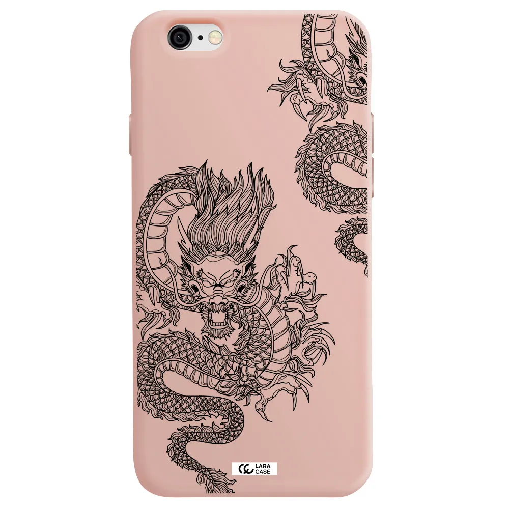 Dragon Line Art Apple iPhone 6 Silicone pastel pink Case
