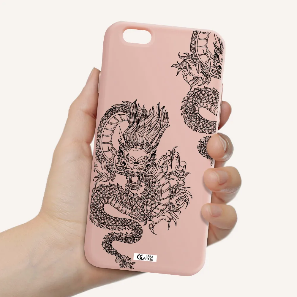 Dragon Line Art Apple iPhone 6 Silicone pastel pink Case