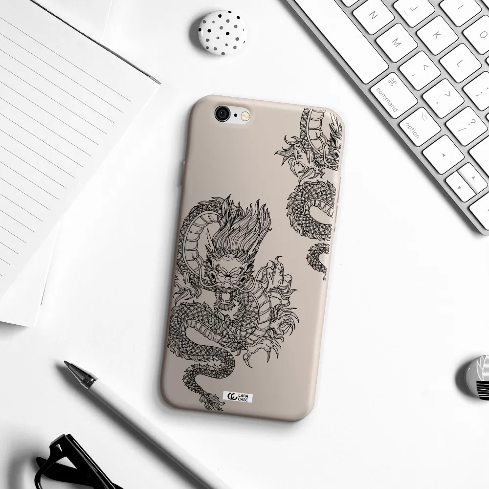 Dragon Line Art Apple iPhone 6 Silicone Stone Case