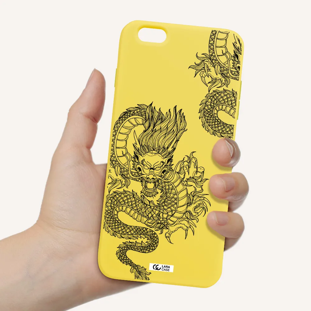 Dragon Line Art Apple iPhone 6S Silicone canary yellow Case