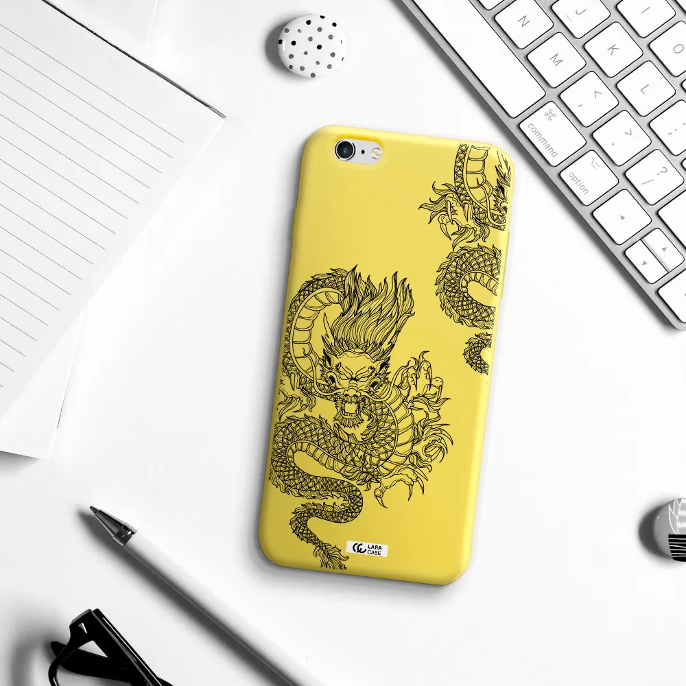 Dragon Line Art Apple iPhone 6S Silicone canary yellow Case