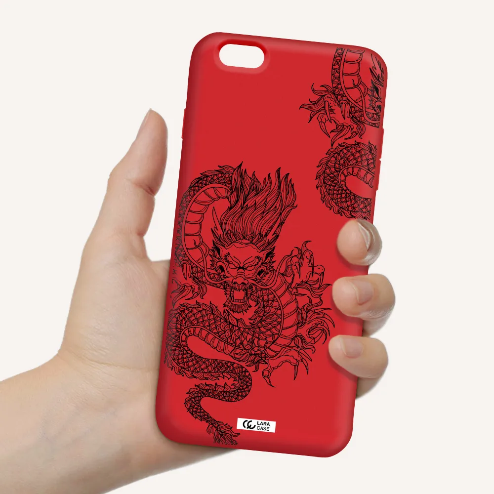 Dragon Line Art Apple iPhone 6S Silicone Imperial Red Case
