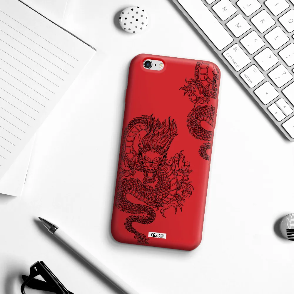 Dragon Line Art Apple iPhone 6S Silicone Imperial Red Case