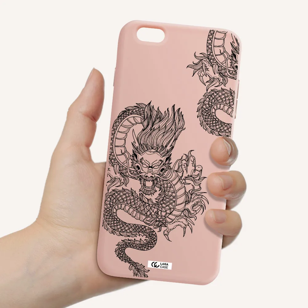 Dragon Line Art Apple iPhone 6S Silicone pastel pink Case