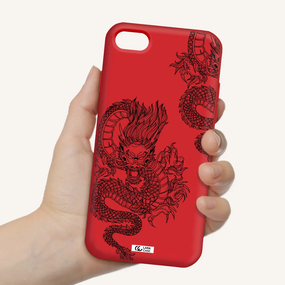 Dragon Line Art Apple iPhone 7 Silicone Imperial Red Case