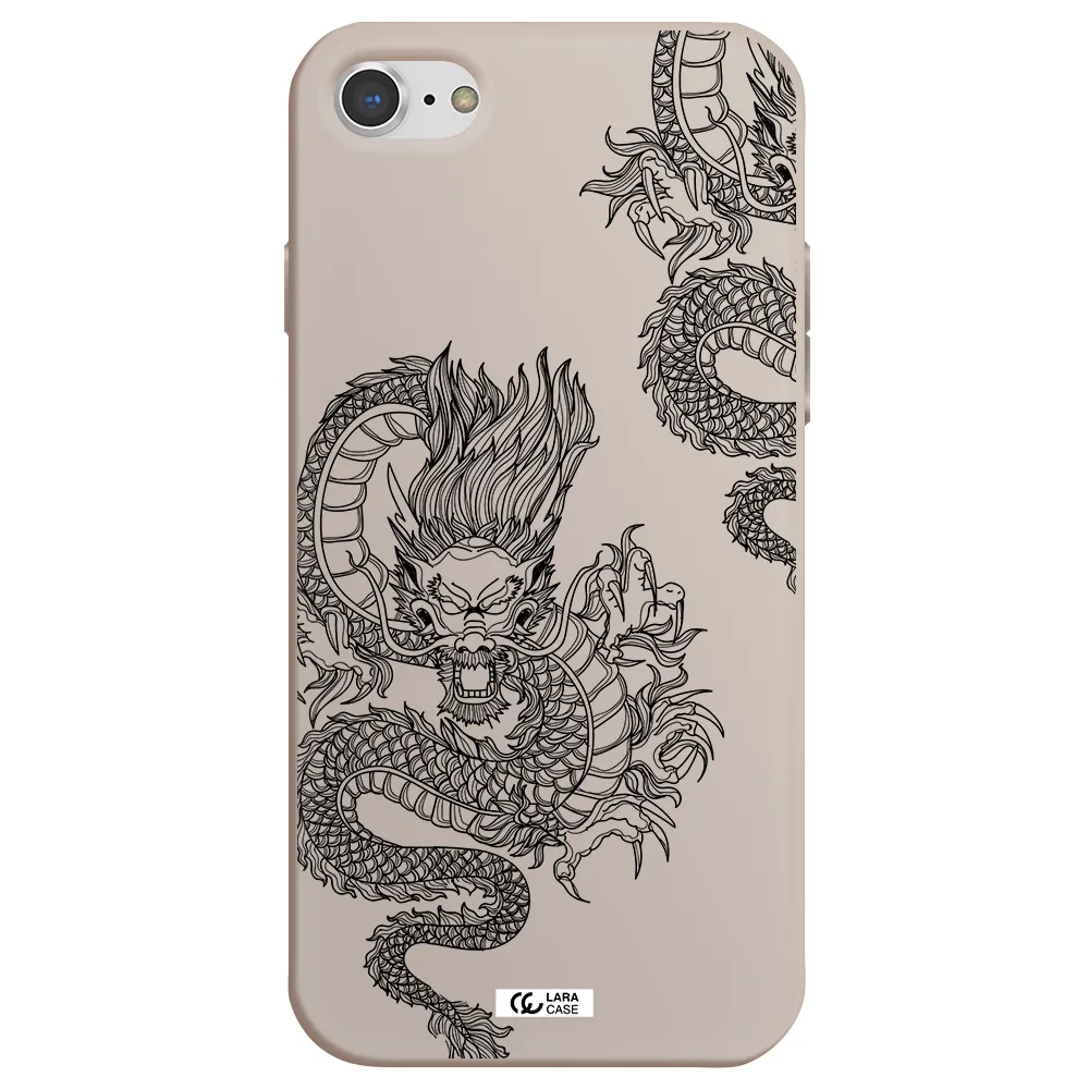Dragon Line Art Apple iPhone 7 Silicone Stone Case