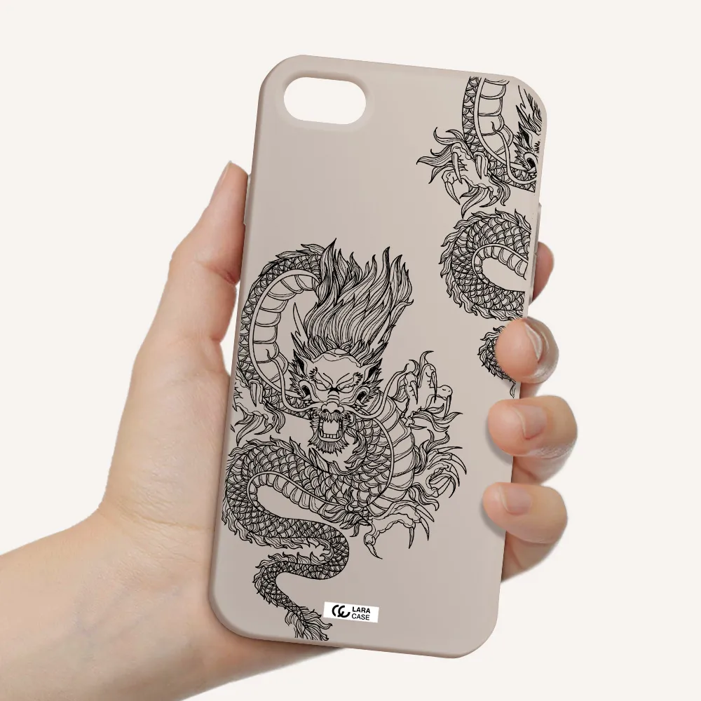 Dragon Line Art Apple iPhone 7 Silicone Stone Case