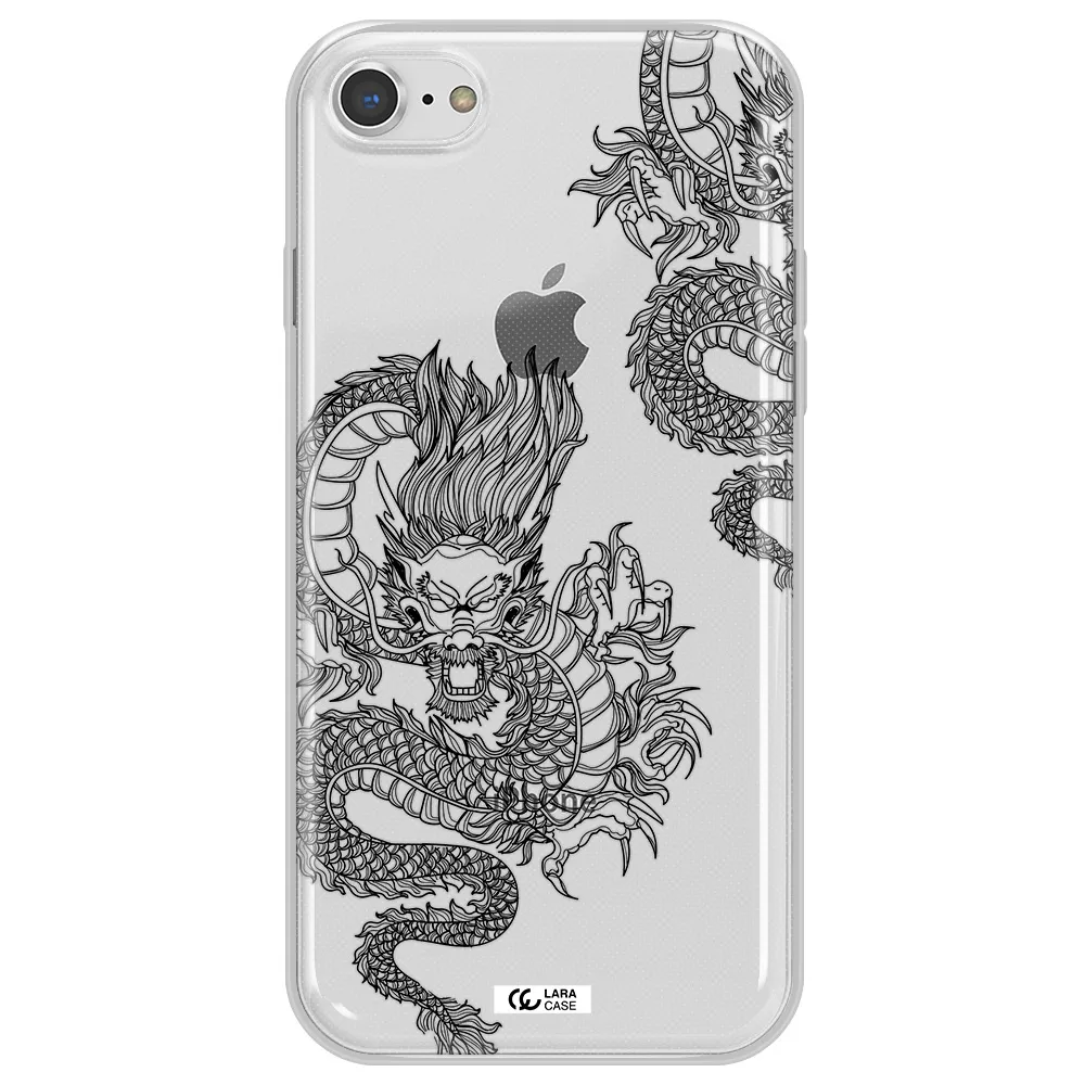 Dragon Line Art Apple iPhone 8 Clear TPU Case