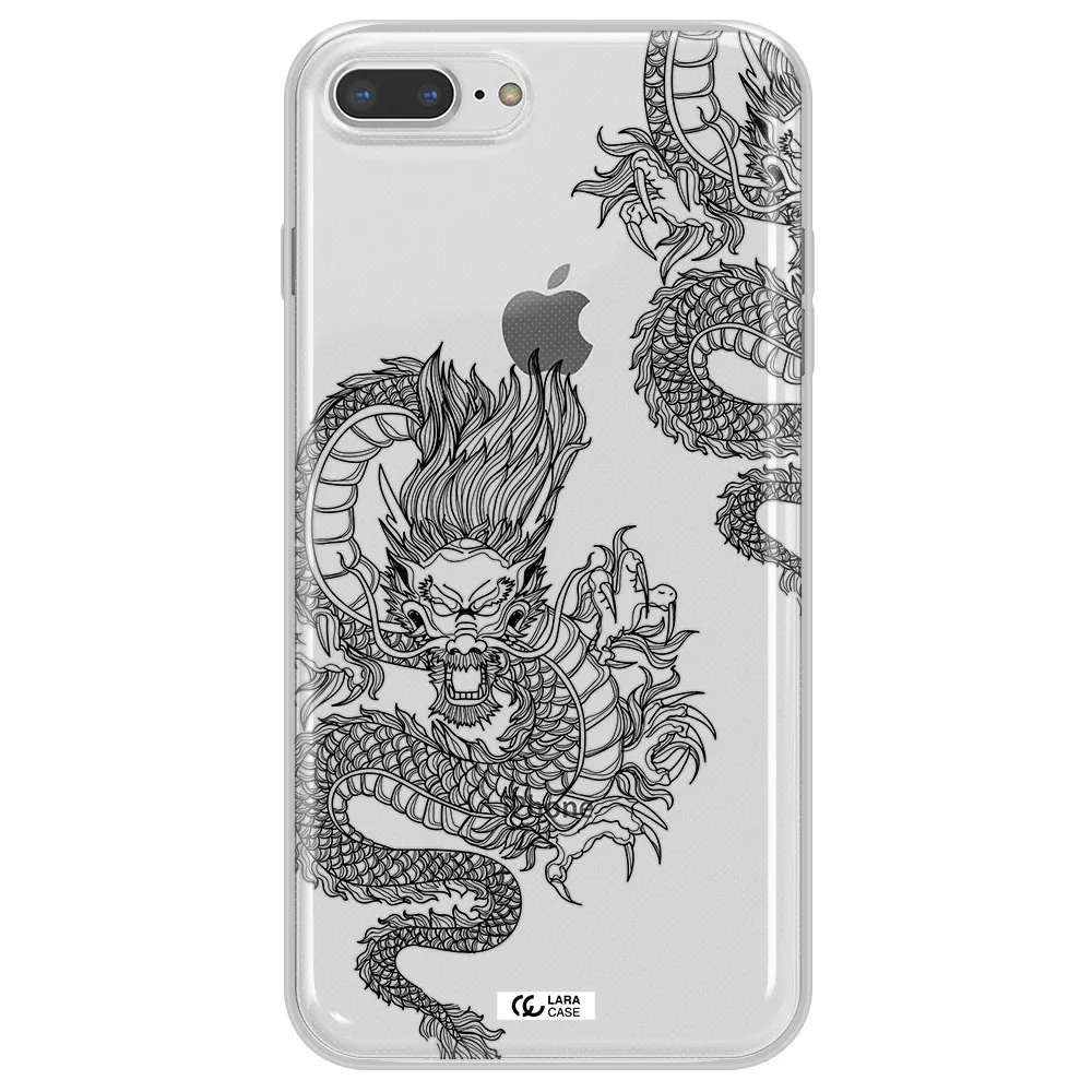 Dragon Line Art Apple iPhone 8 plus Clear TPU Case