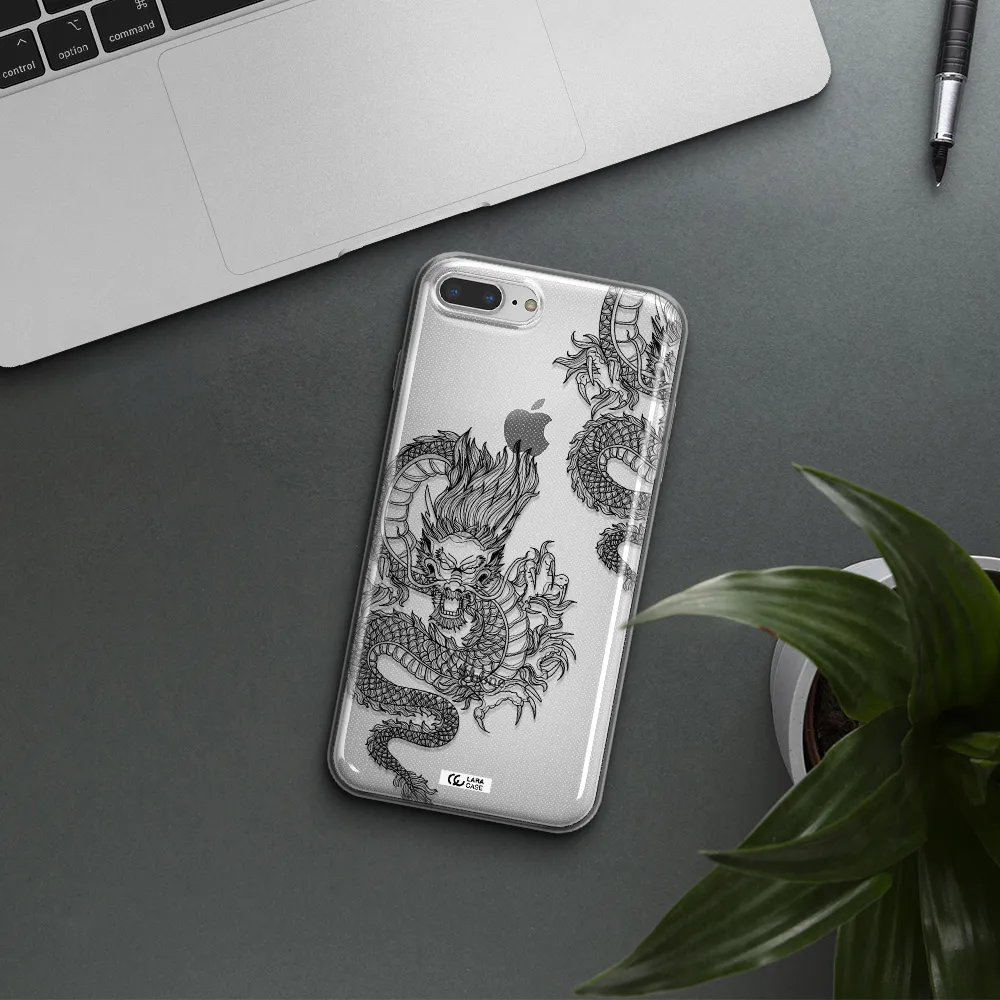 Dragon Line Art Apple iPhone 8 plus Clear TPU Case